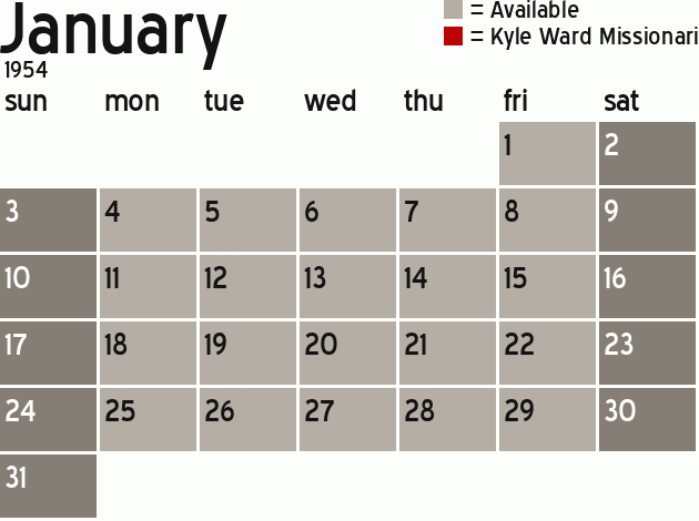 Missionary Dinner Calendar
