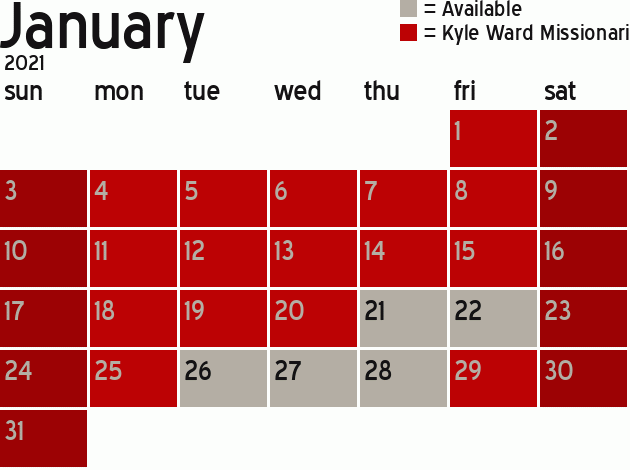 Missionary Dinner Calendar