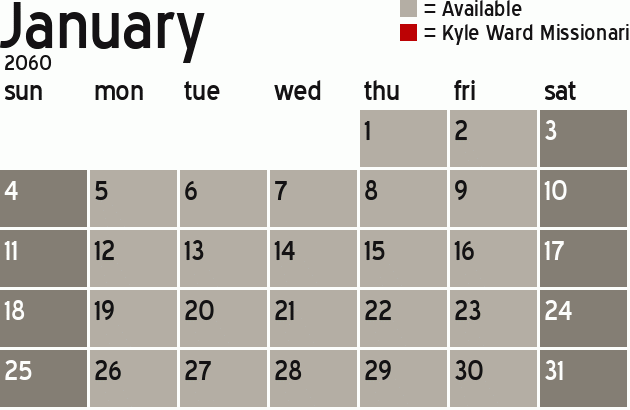 Missionary Dinner Calendar