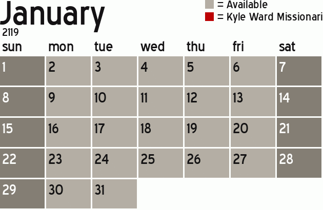 Missionary Dinner Calendar