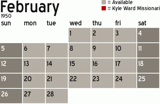 Missionary Dinner Calendar