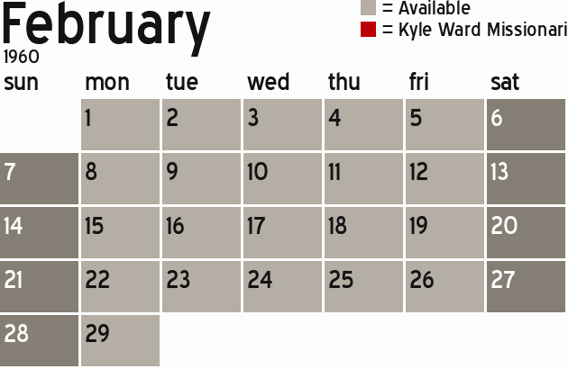 Missionary Dinner Calendar