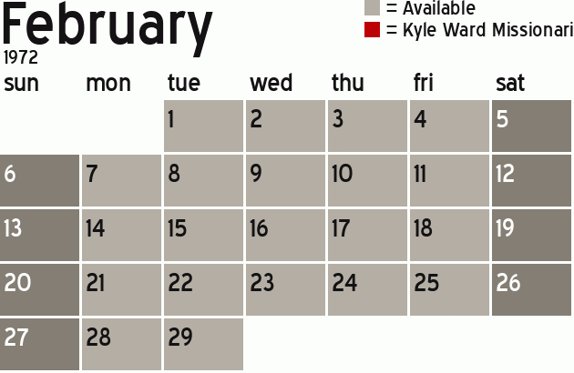 Missionary Dinner Calendar