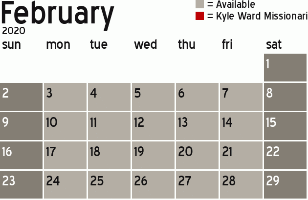Missionary Dinner Calendar
