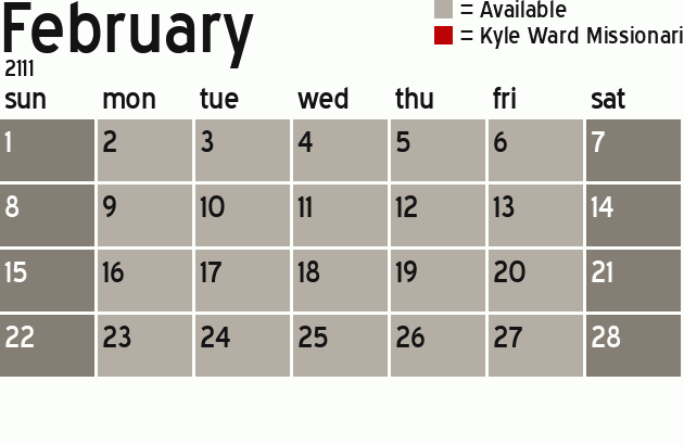 Missionary Dinner Calendar