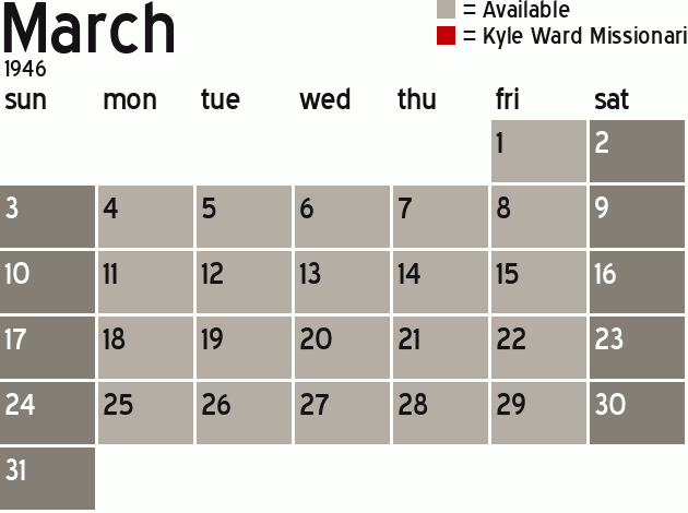 Missionary Dinner Calendar