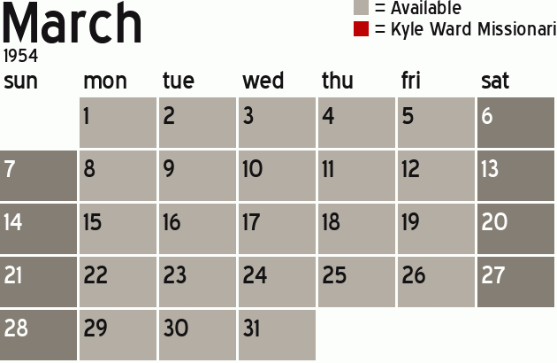 Missionary Dinner Calendar