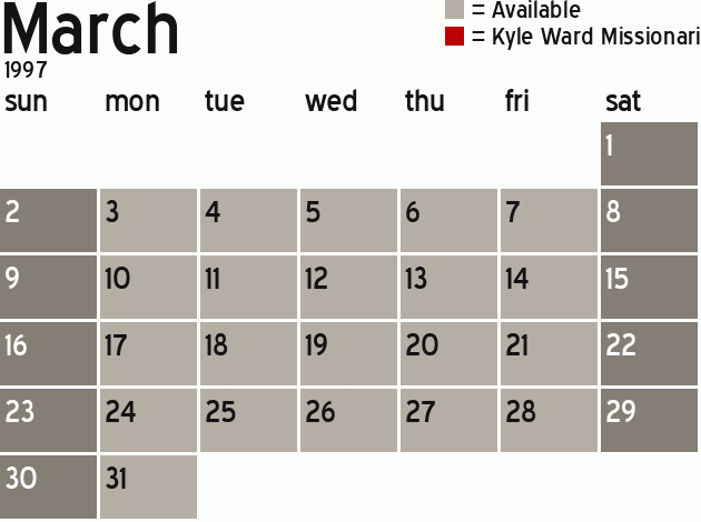 Missionary Dinner Calendar