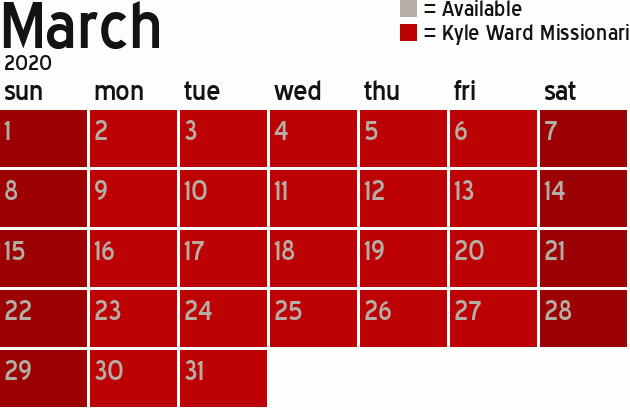 Missionary Dinner Calendar