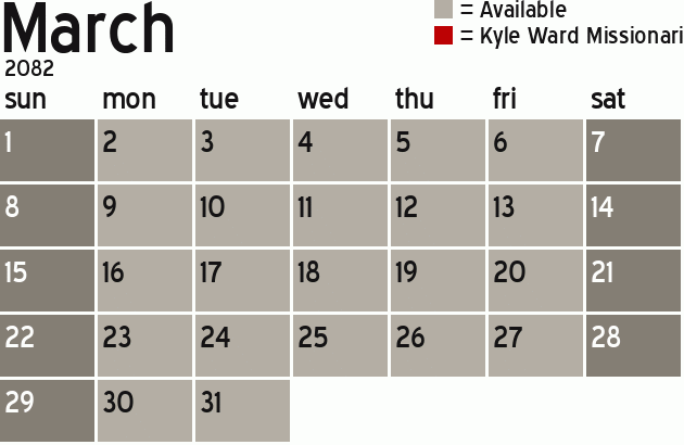 Missionary Dinner Calendar