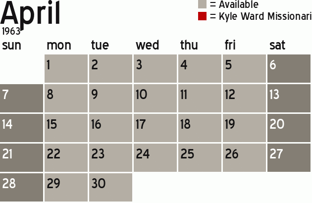 Missionary Dinner Calendar