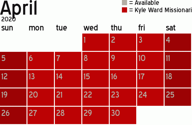 Missionary Dinner Calendar
