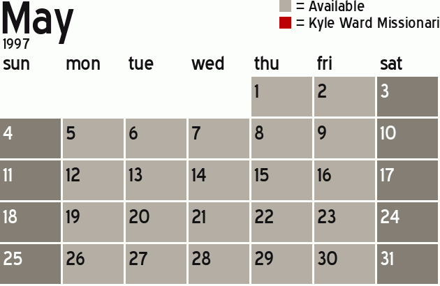 Missionary Dinner Calendar