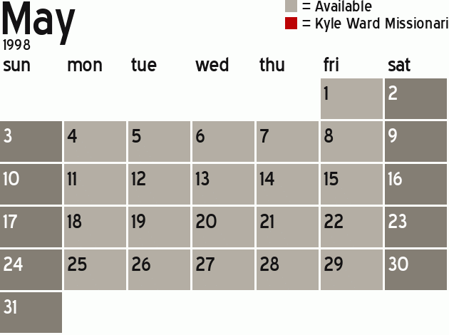 Missionary Dinner Calendar