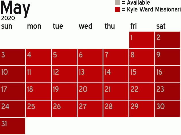 Missionary Dinner Calendar