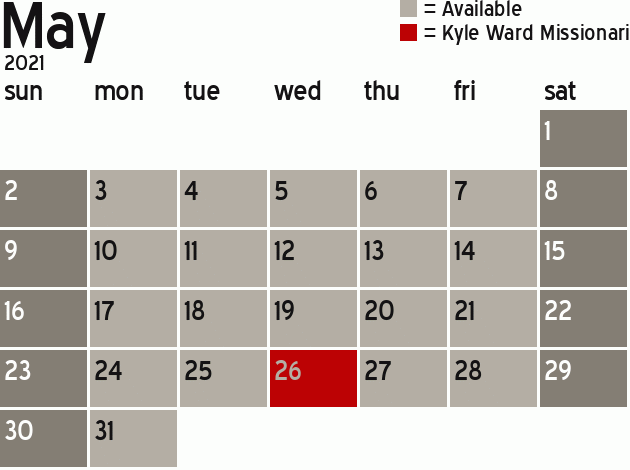 Missionary Dinner Calendar