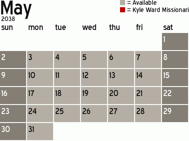 Missionary Dinner Calendar