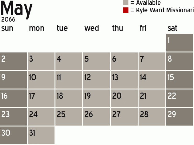 Missionary Dinner Calendar