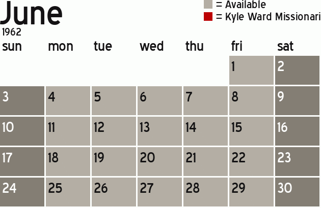 Missionary Dinner Calendar