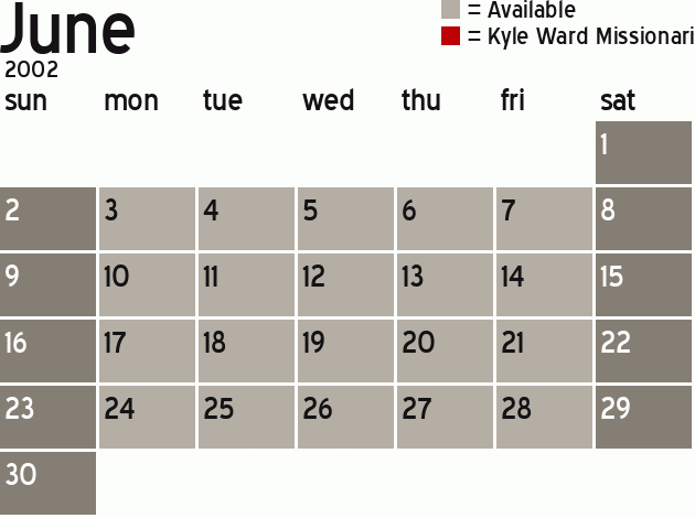 Missionary Dinner Calendar