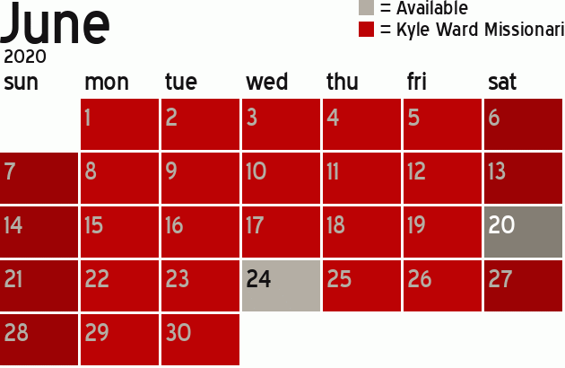 Missionary Dinner Calendar