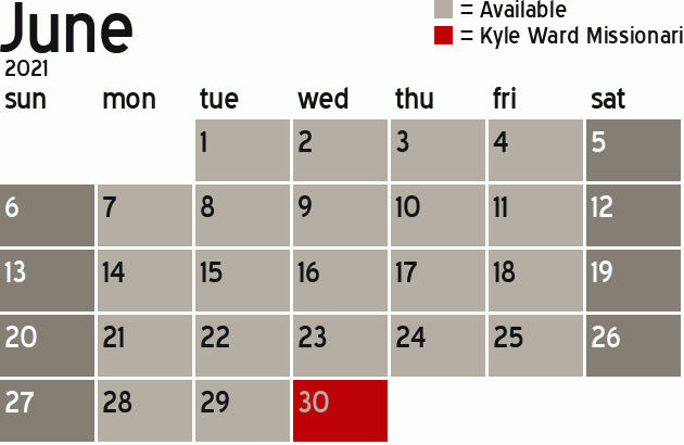 Missionary Dinner Calendar