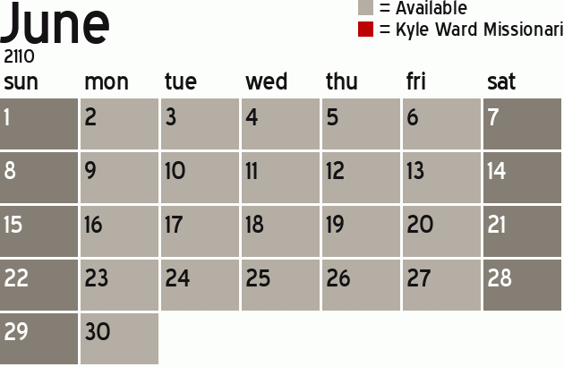 Missionary Dinner Calendar