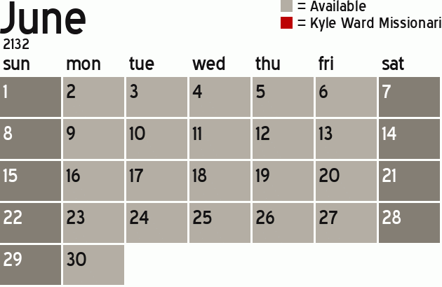 Missionary Dinner Calendar