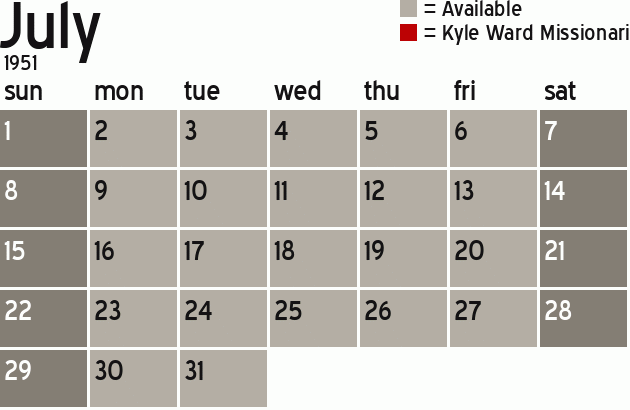 Missionary Dinner Calendar
