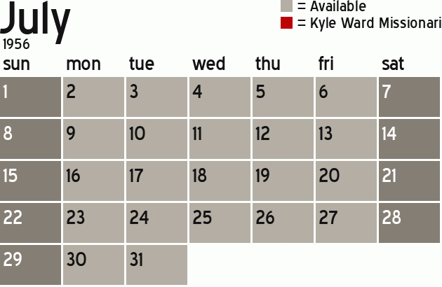 Missionary Dinner Calendar