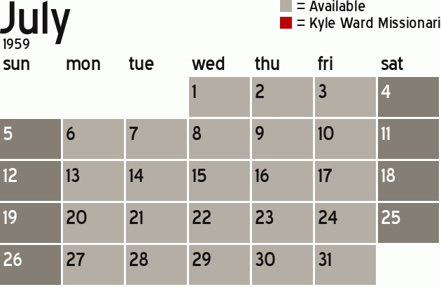 Missionary Dinner Calendar