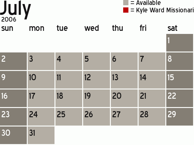 Missionary Dinner Calendar