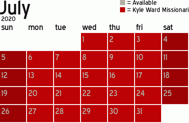 Missionary Dinner Calendar