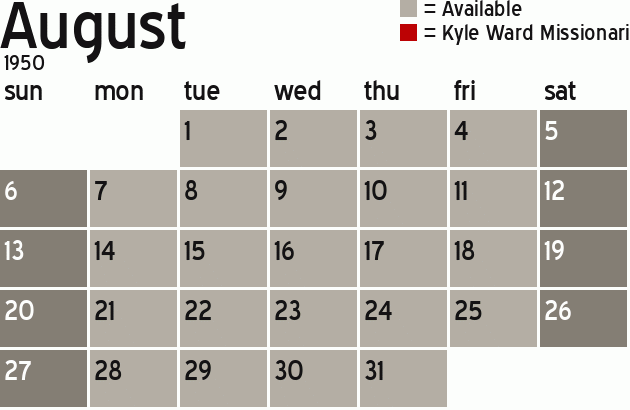Missionary Dinner Calendar