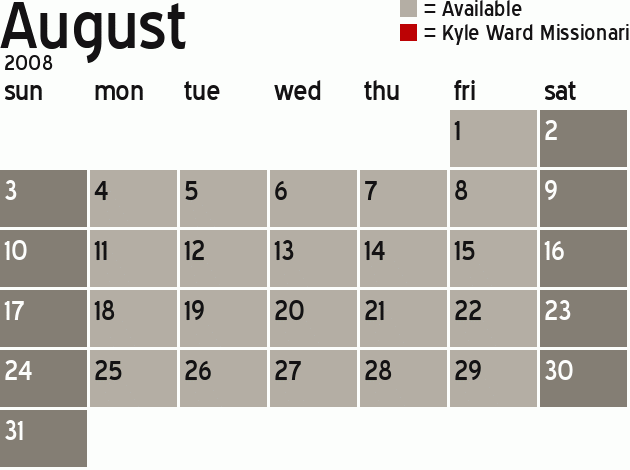 Missionary Dinner Calendar