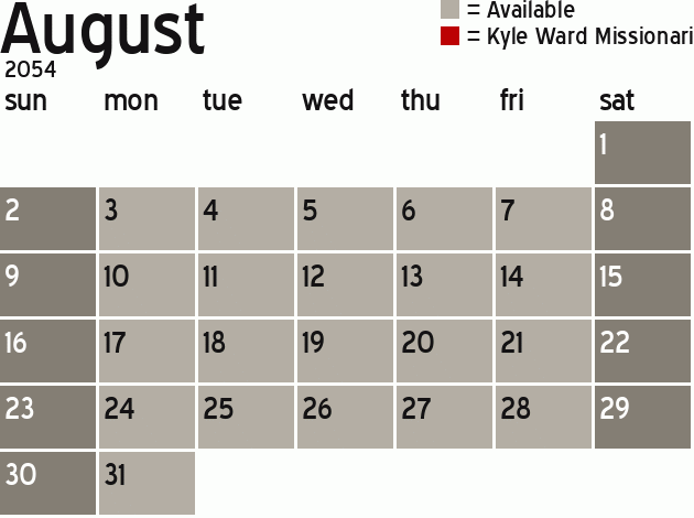 Missionary Dinner Calendar
