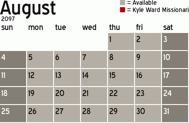 Missionary Dinner Calendar