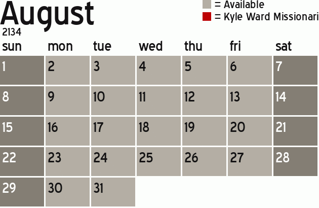 Missionary Dinner Calendar
