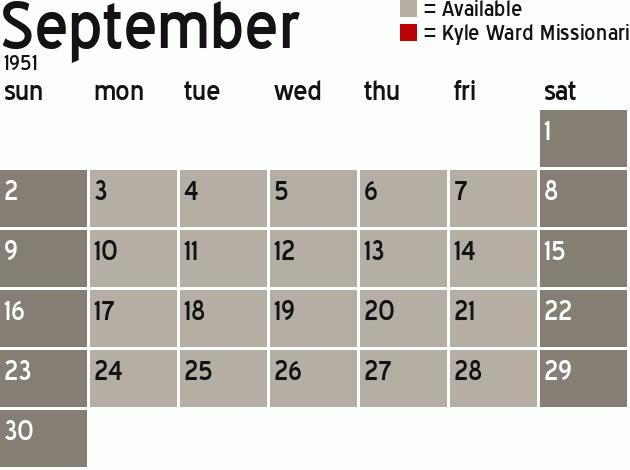 Missionary Dinner Calendar
