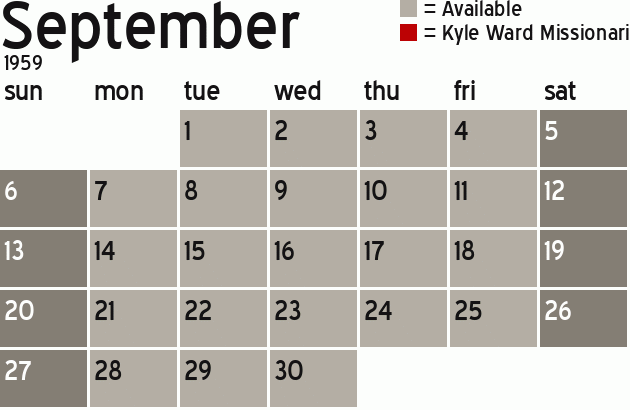 Missionary Dinner Calendar