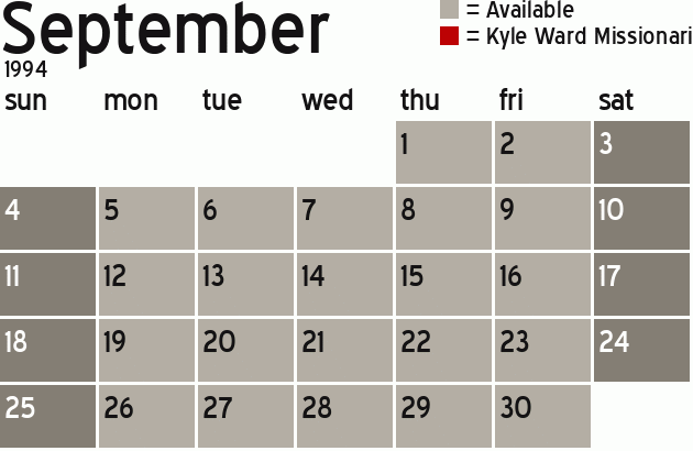 Missionary Dinner Calendar