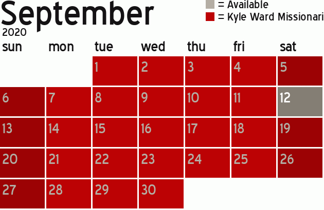 Missionary Dinner Calendar