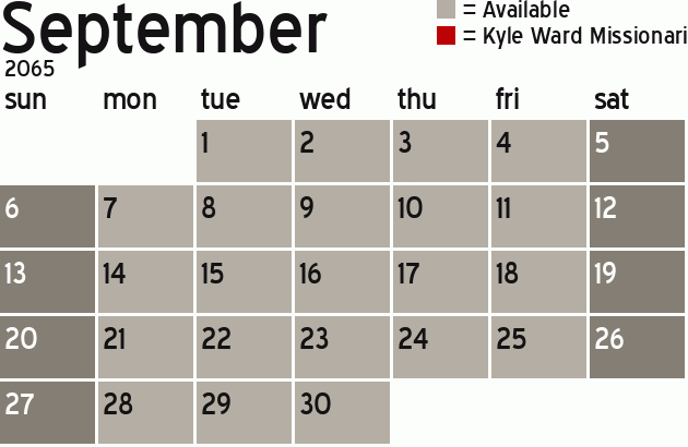 Missionary Dinner Calendar
