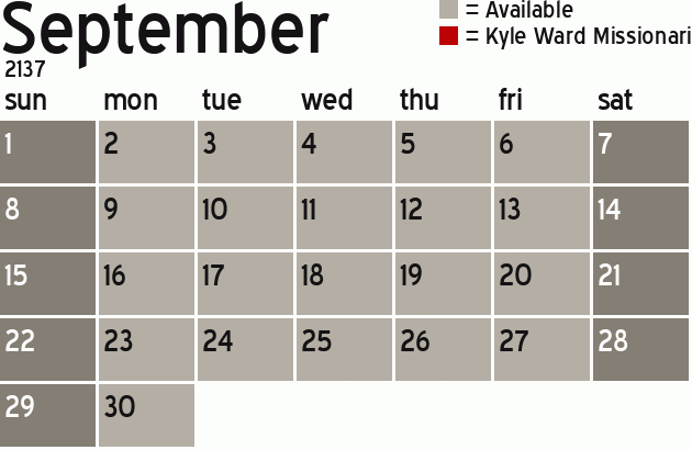 Missionary Dinner Calendar
