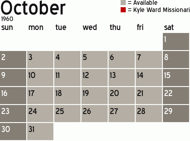 Missionary Dinner Calendar
