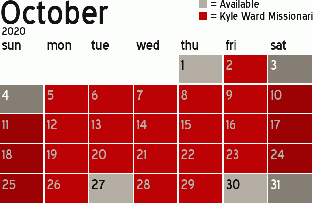 Missionary Dinner Calendar