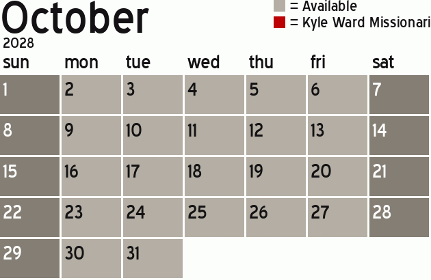 Missionary Dinner Calendar