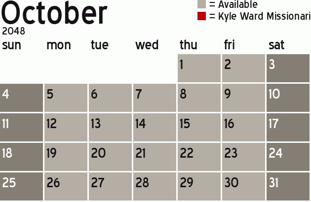 Missionary Dinner Calendar