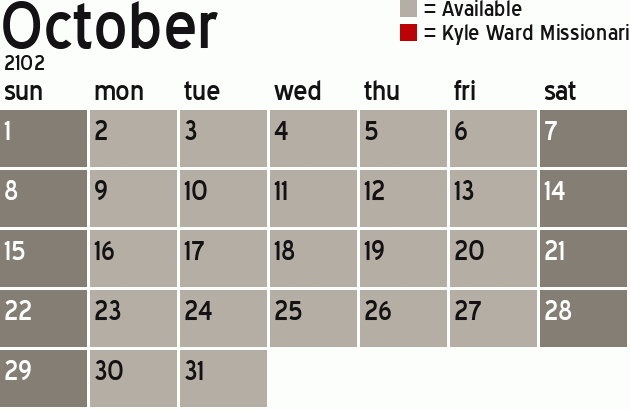 Missionary Dinner Calendar