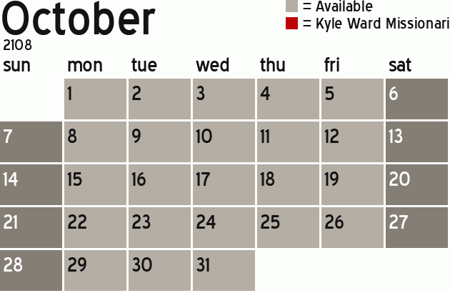 Missionary Dinner Calendar